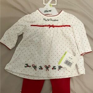 Little Me Festive Red and White Outfit